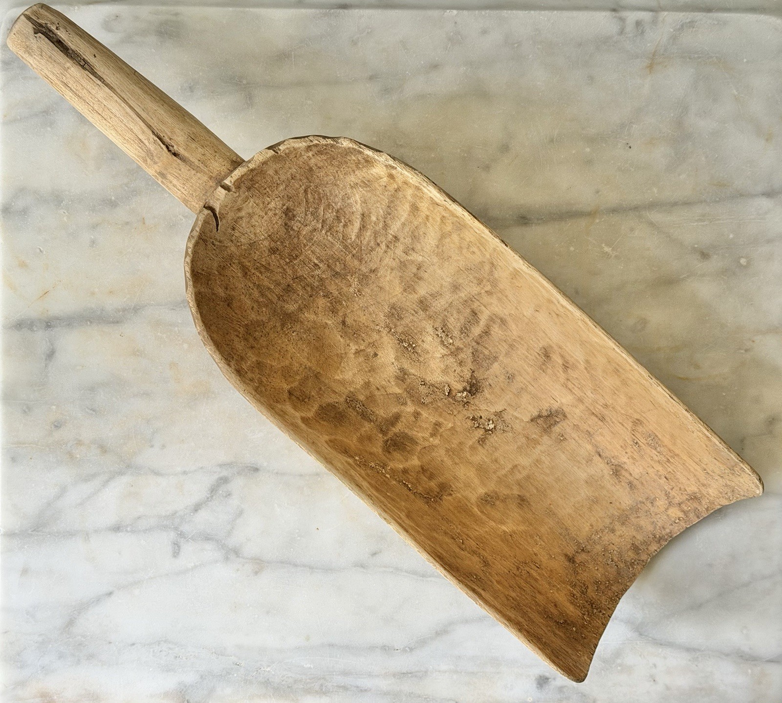 Antique Wooden Flour Grain Scoop Hand Carved Primitive Kitchen Decor