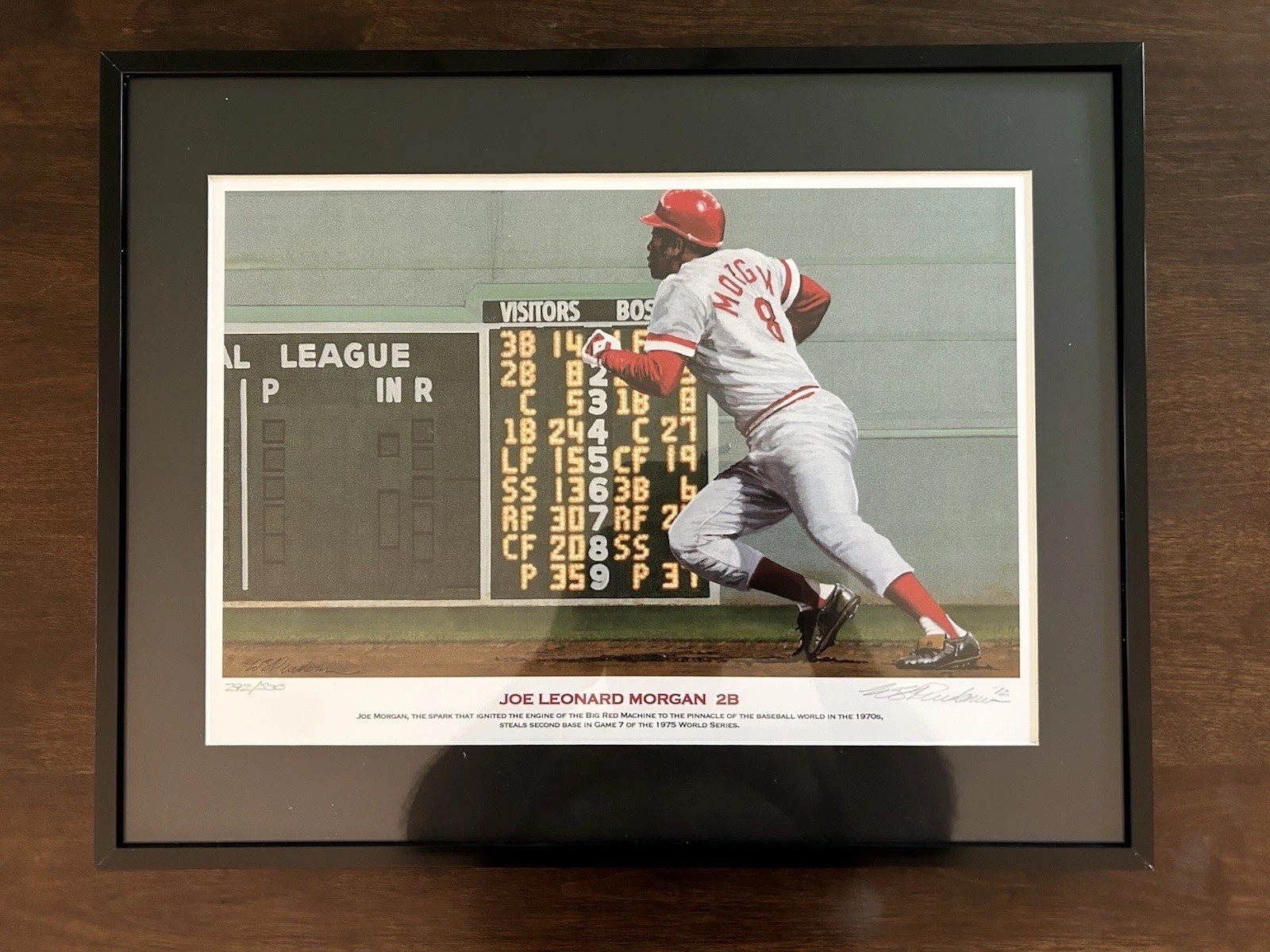 Cincinnati Reds Custom Framed Artwork Of Joe Morgan 292/500 - Signed By Artist Cincinnati Reds Custom Framed Artwork Of Joe Morgan 292/500 - Signed By Artist