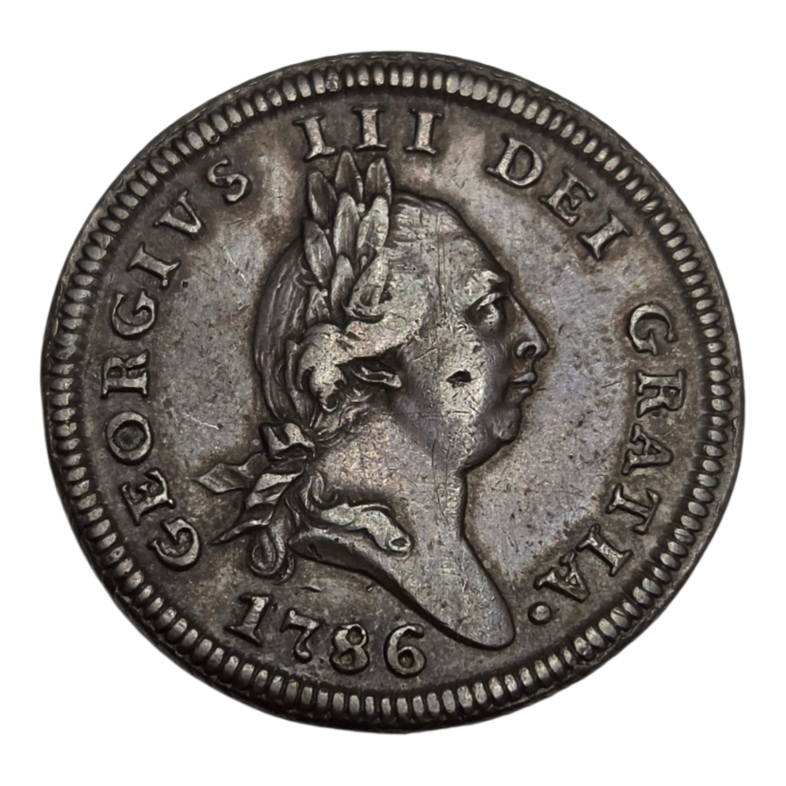 Awesome 1786 Isle Of Man Copper Penny World Coin Xf / Au Brown
