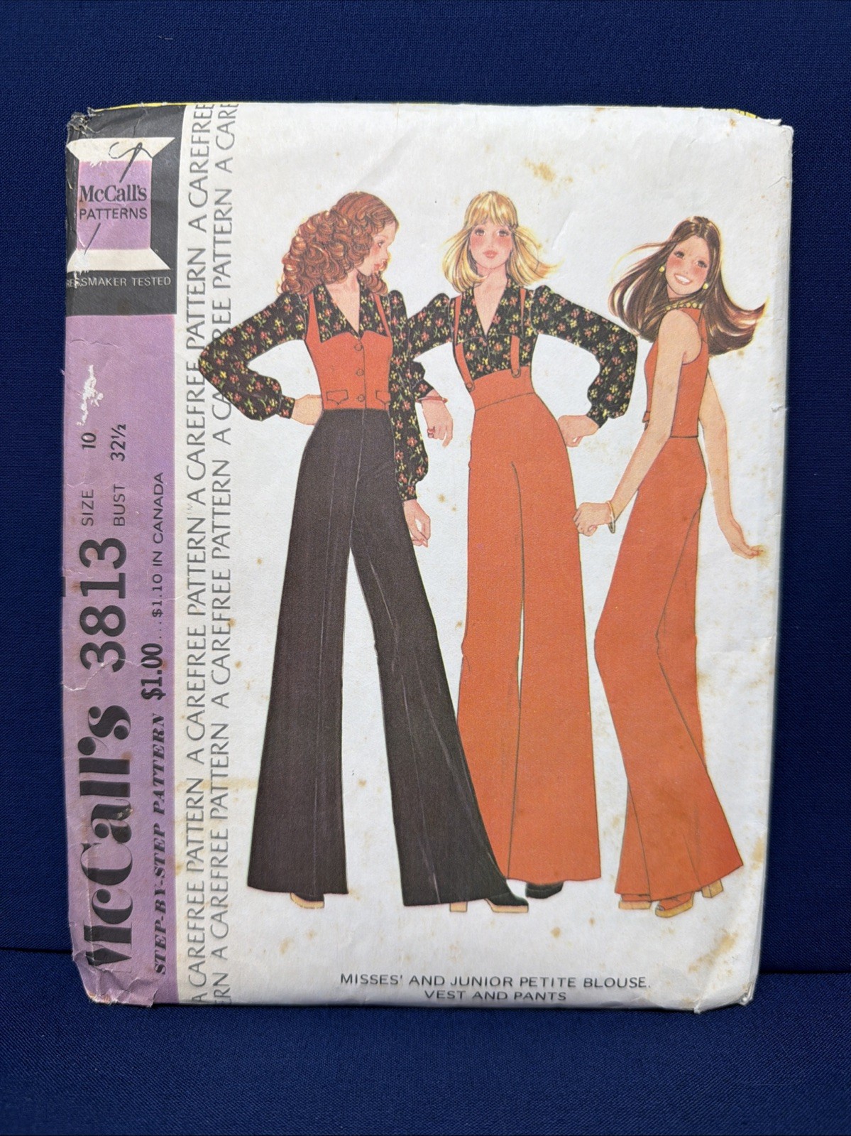 Vtg 1973 McCalls 3813 Sewing Pattern Misses Jr Petite Blouse Vest Pants UNCUT Vtg 1973 McCalls 3813 Sewing Pattern Misses Jr Petite Blouse Vest Pants UNCUT