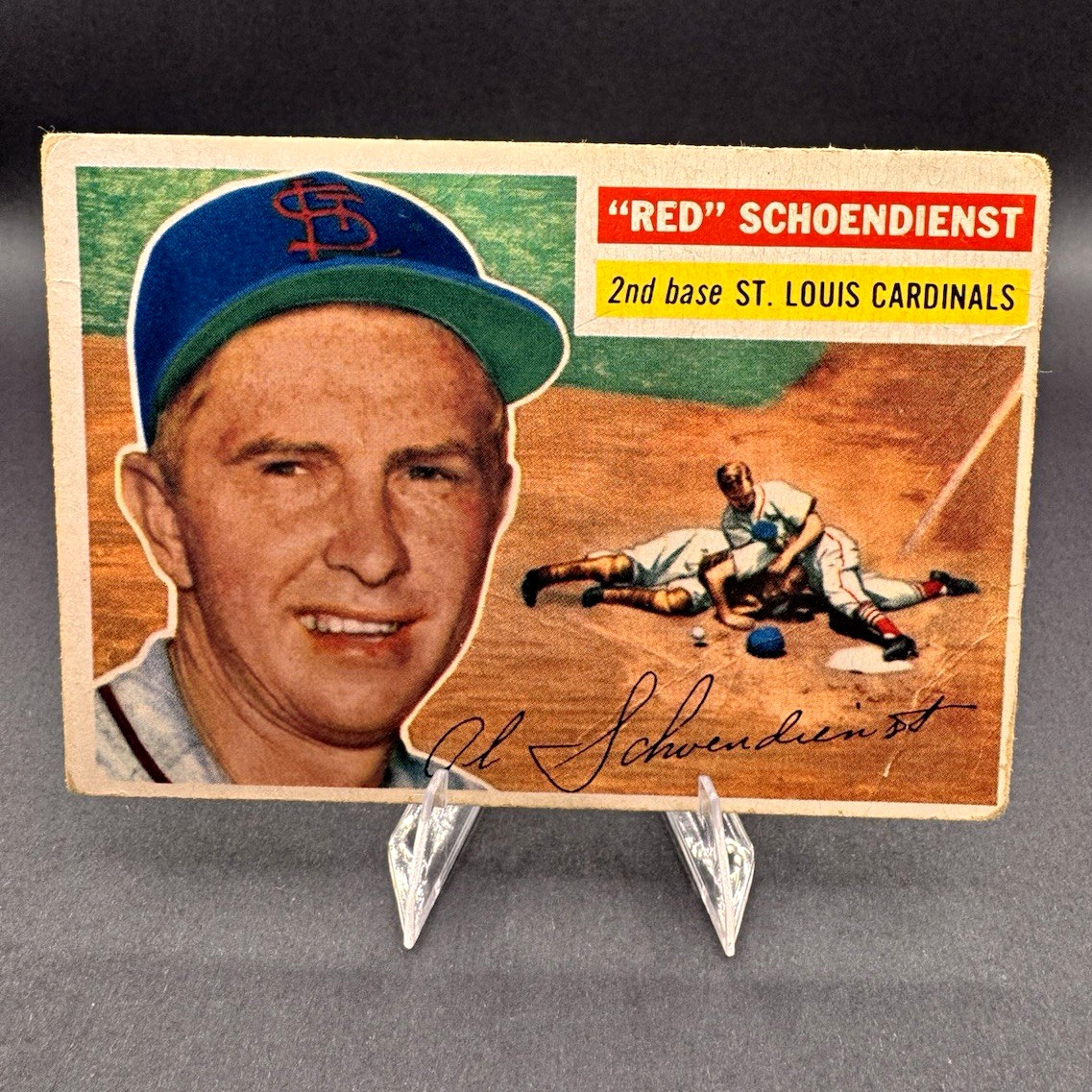 Topps 1956 Topps Red Schoendienst #165 St. Louis Cardinals Gray Back Base Topps 1956 Topps Red Schoendienst #165 St. Louis Cardinals Gray Back Base