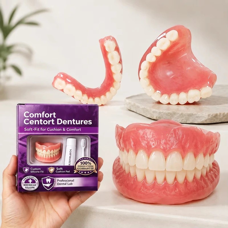 Moldable Silicone Upper Lower False Teeth Set Instant Smile hide broken teeth 3D