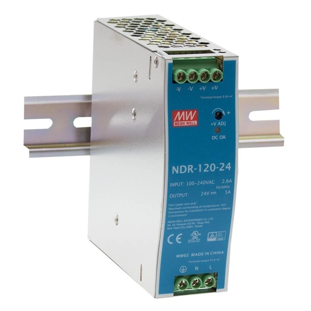 Mean Well NDR-120-24 AC/DC Single Output Industrial DIN Rail Power Supply Mean Well NDR-120-24 AC/DC Single Output Industrial DIN Rail Power Supply
