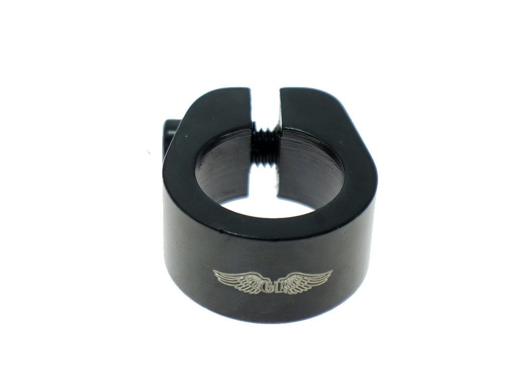 NOS Vintage GT Wings Logo BMX Seat Post Clamp 28.6 mm Bolt-On Alloy Black