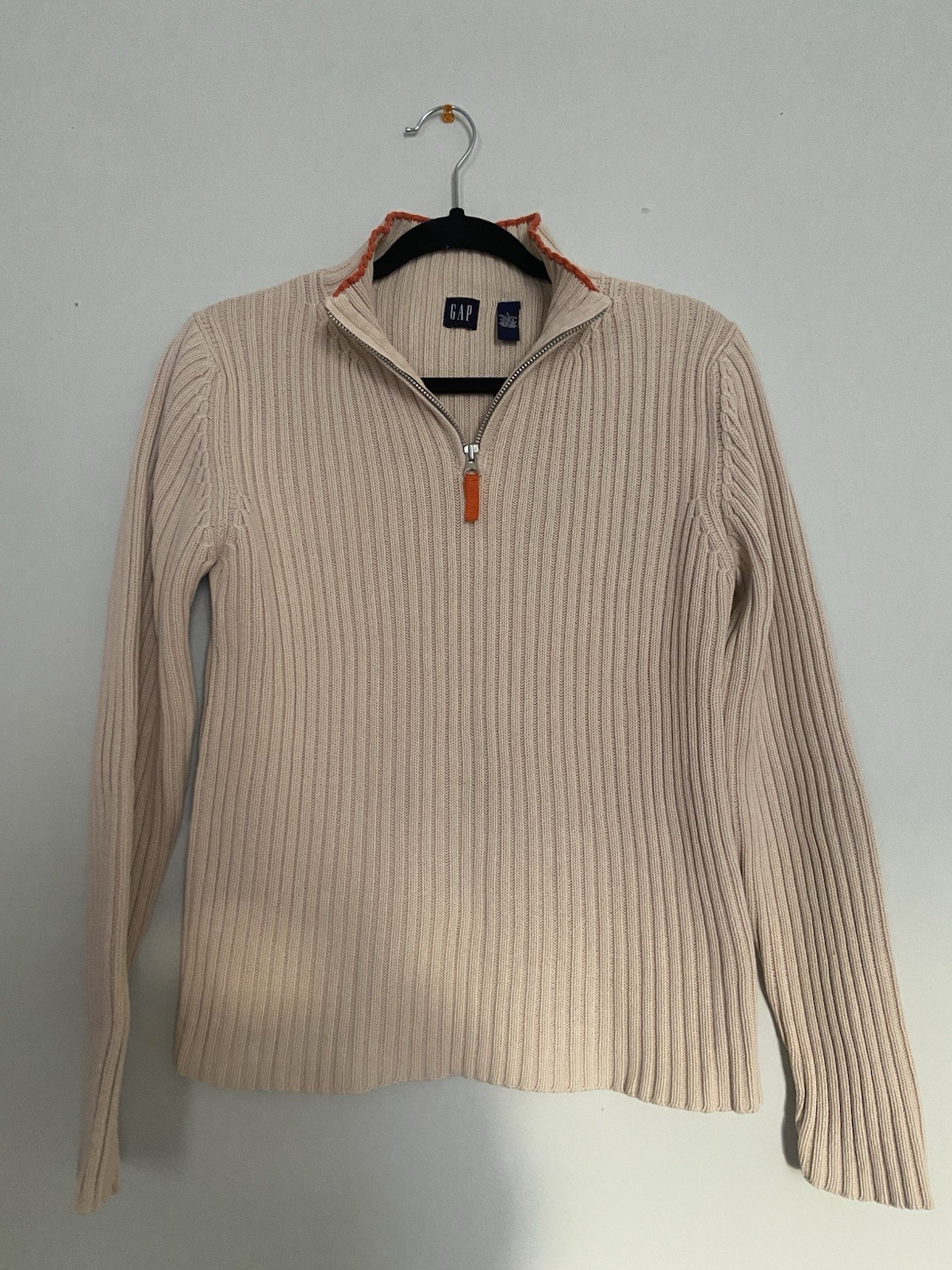 EUC Vintage GAP 90s Y2K Ribbed Mock Turtleneck Quarter Zip Sweater Women LARGE