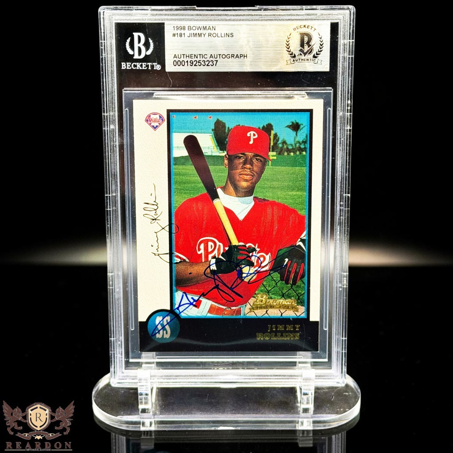 RARE 1998 Bowman Jimmy Rollins Rookie RC Autograph On Card Auto BGS Cert #181