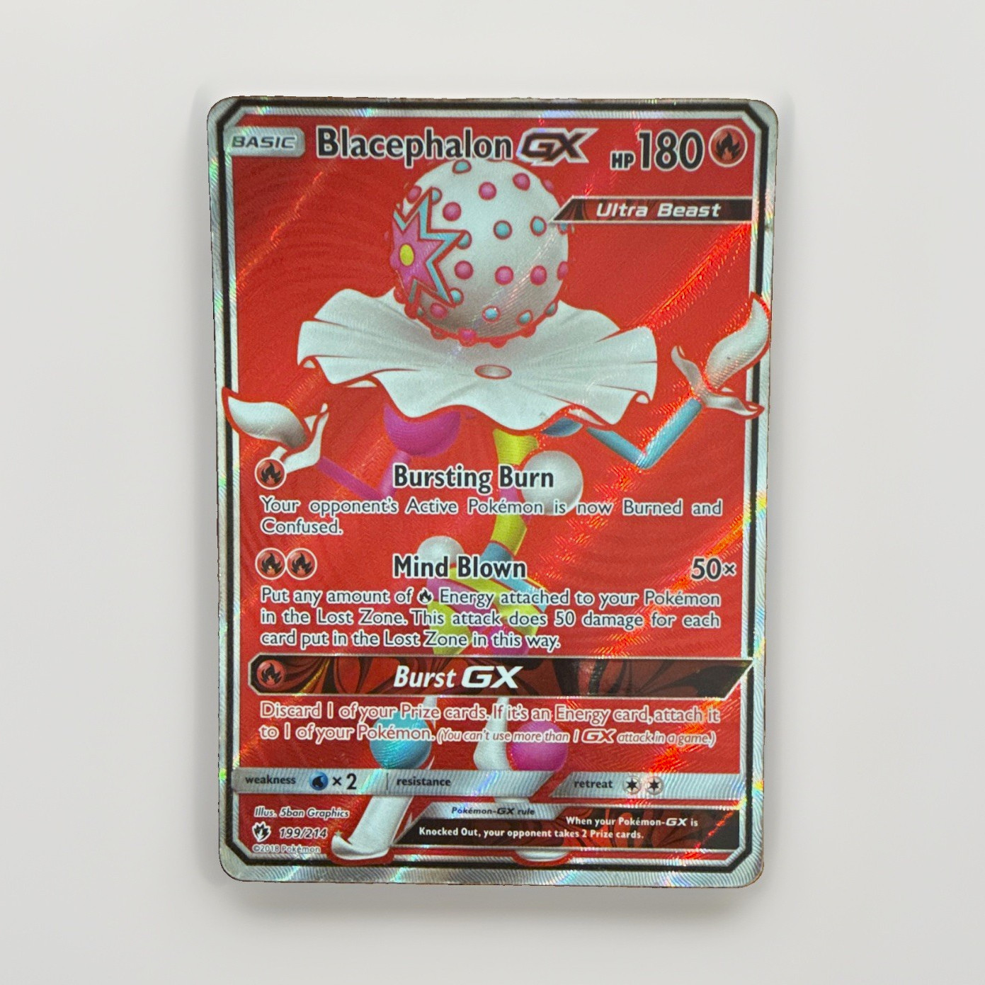 Pokémon TCG Blacephalon GX 199/214 Lost Thunder Ultra Rare Holo 180 HP Pokémon TCG Blacephalon GX 199/214 Lost Thunder Ultra Rare Holo 180 HP