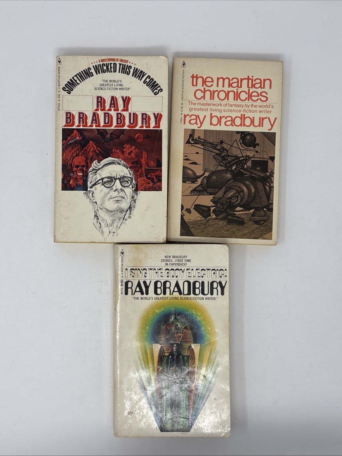 3 Vtg Ray Bradbury Paperbacks Martian Chronicles Something Wicked This Way Comes