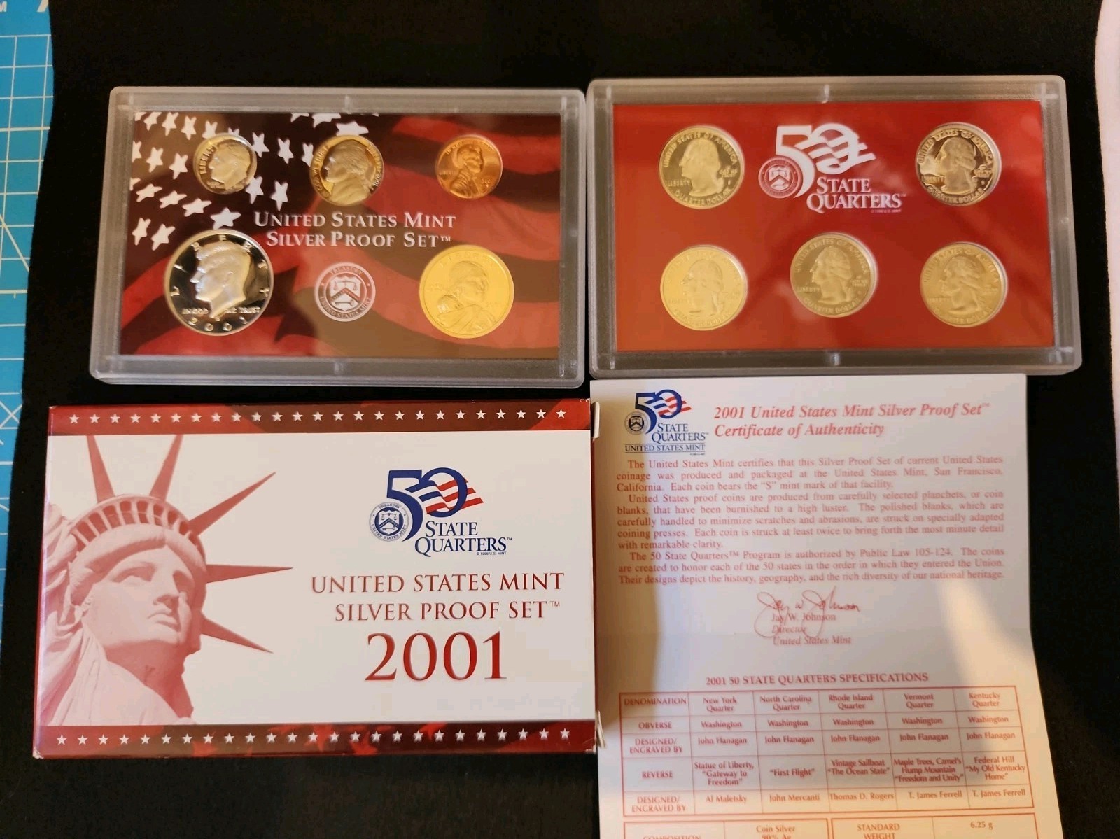 2001 S United States Mint Silver Proof Set With COA