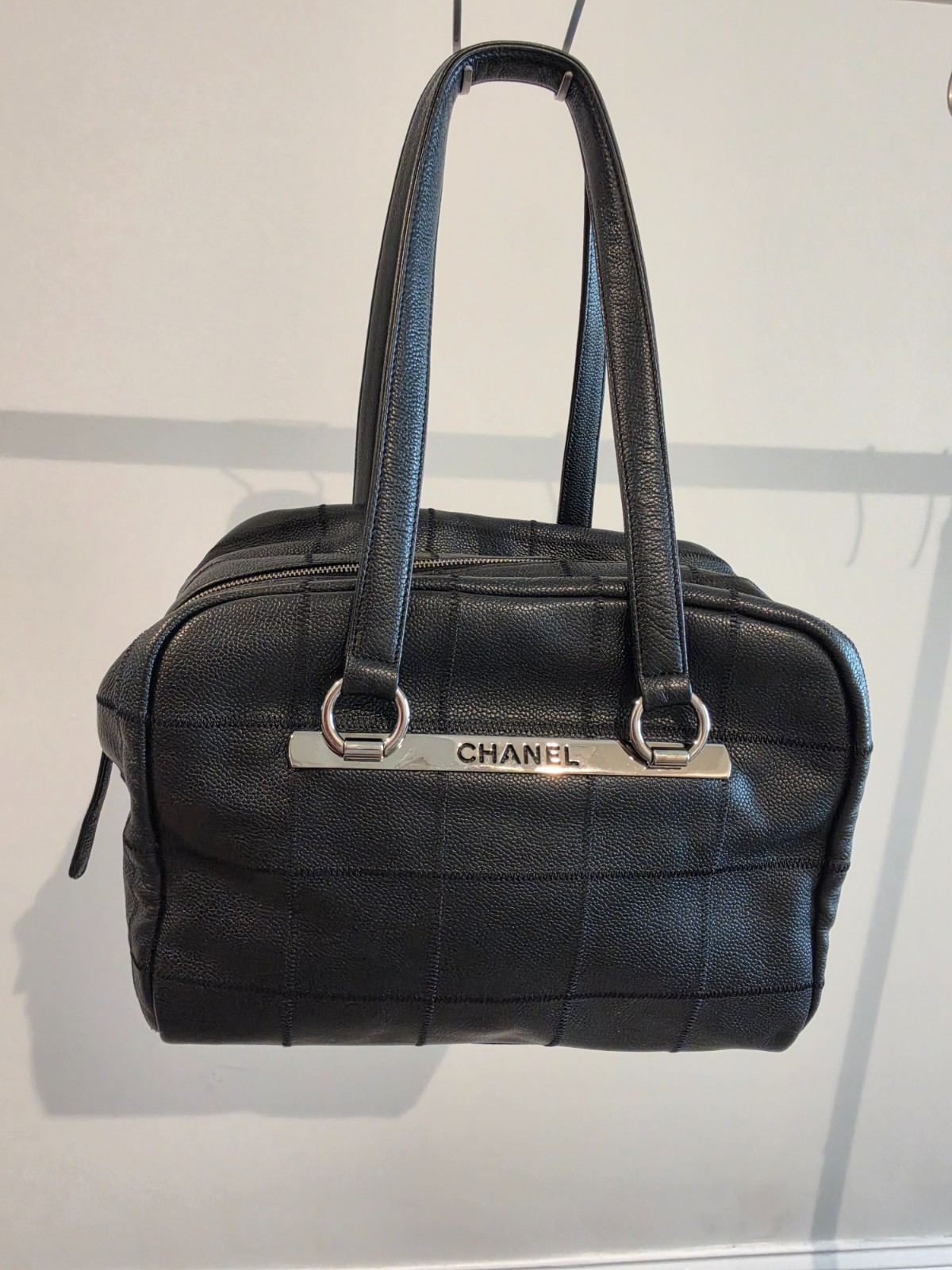Auth Chanel Leather  Bowler black Bag