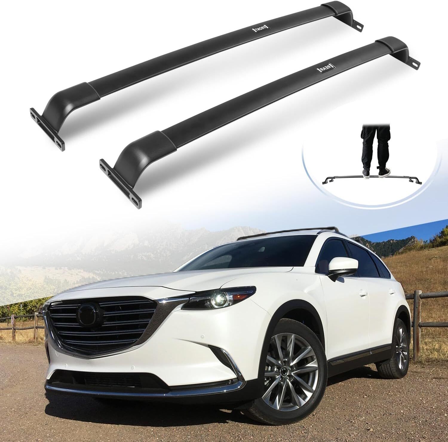220LBS Roof Rack Cross Bars Fit for Mazda CX-9 CX9 2016-2023 Black Accessories 220LBS Roof Rack Cross Bars Fit for Mazda CX-9 CX9 2016-2023 Black Accessories