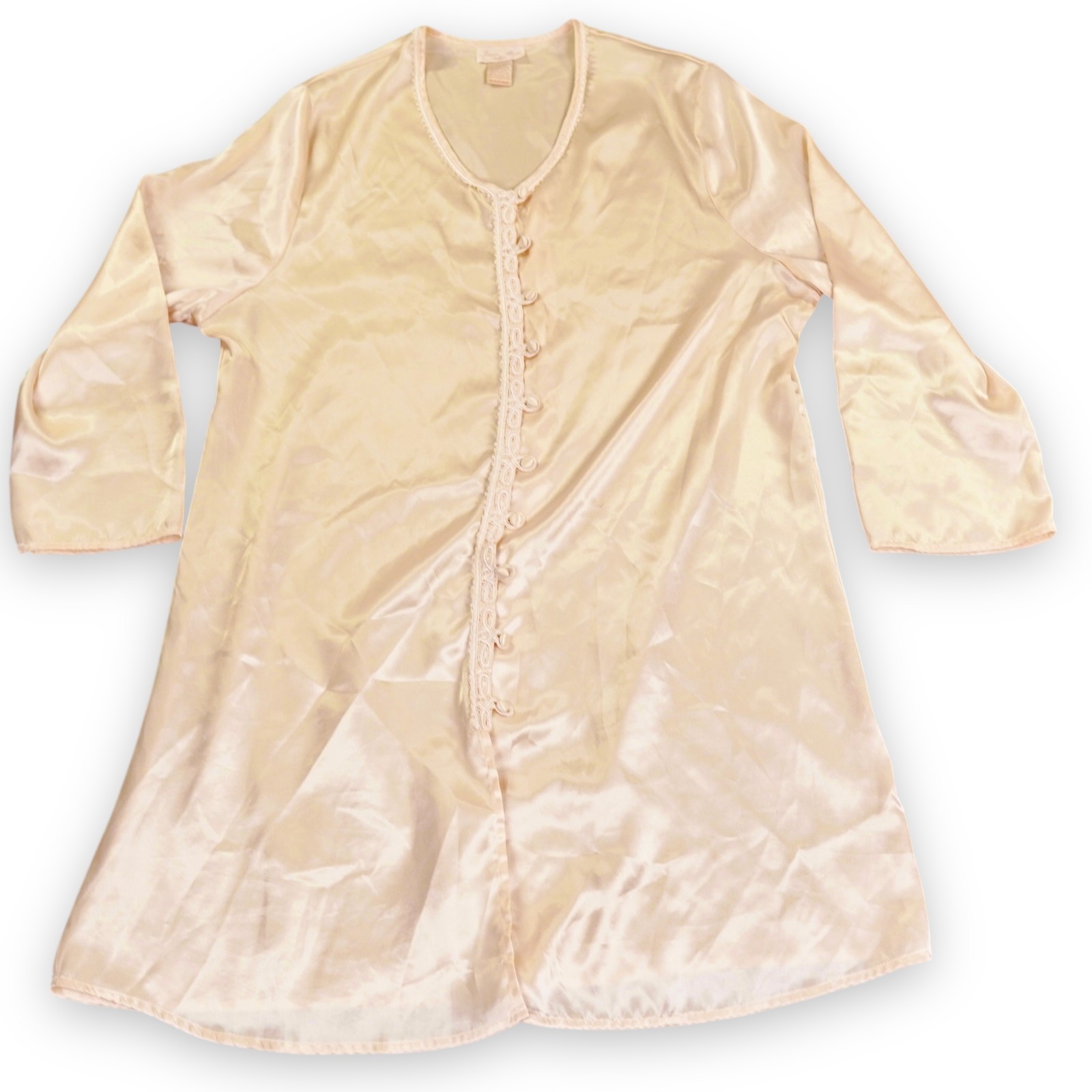 VTG Inner Most Sears Nightgown Large 14-16 Yellow Polyester Picot Lace Trim READ