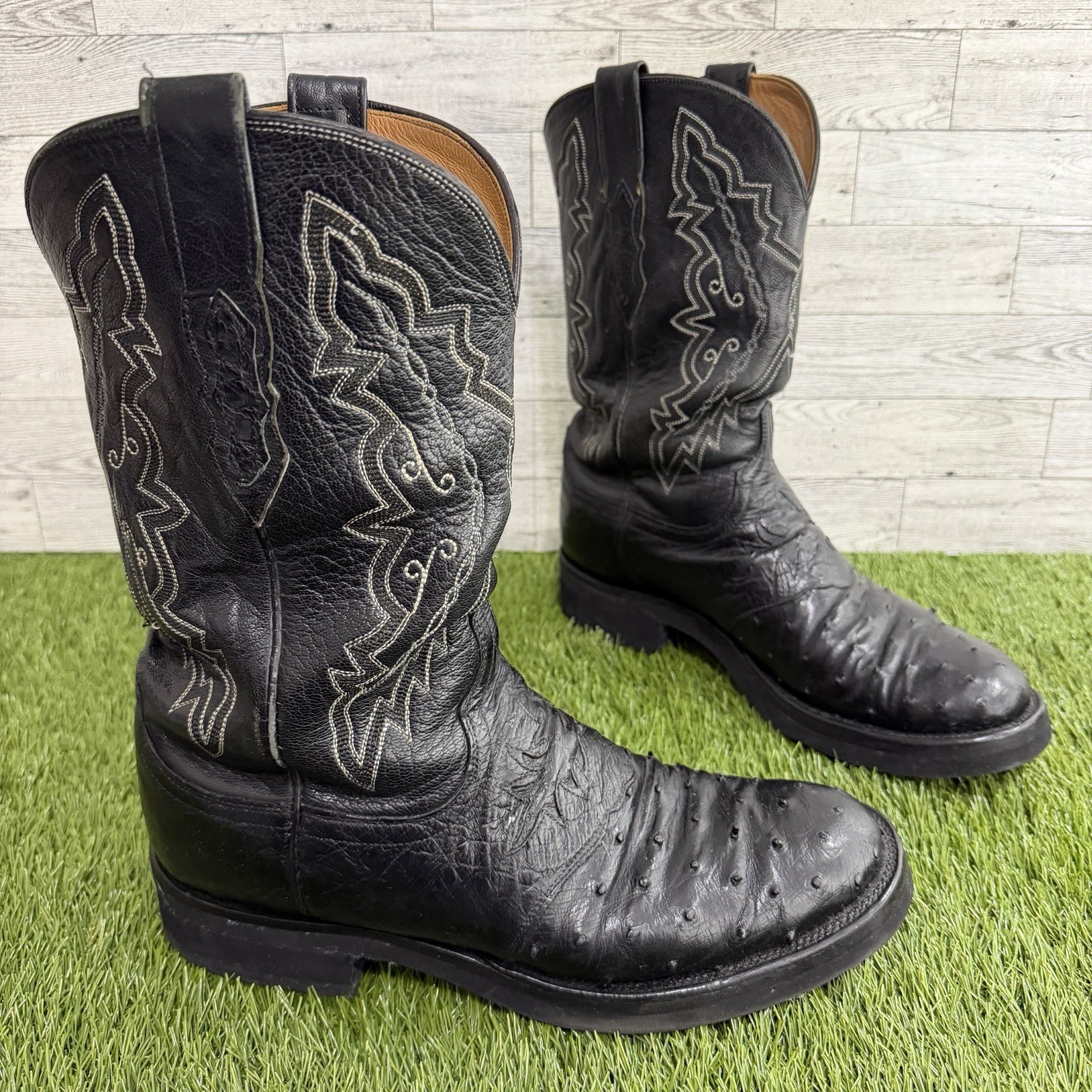 Vintage Black Ostrich Full Quill Lucchese 2000 Roper Cowboy Boots Men’s Size 10D Vintage Black Ostrich Full Quill Lucchese 2000 Roper Cowboy Boots Men’s Size 10D