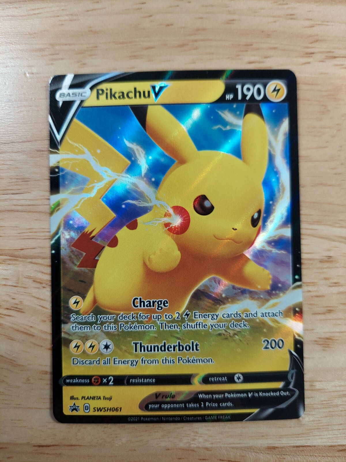 Pikachu V SWSH061 - NM Full Art Promo Rare Pokemon Card 