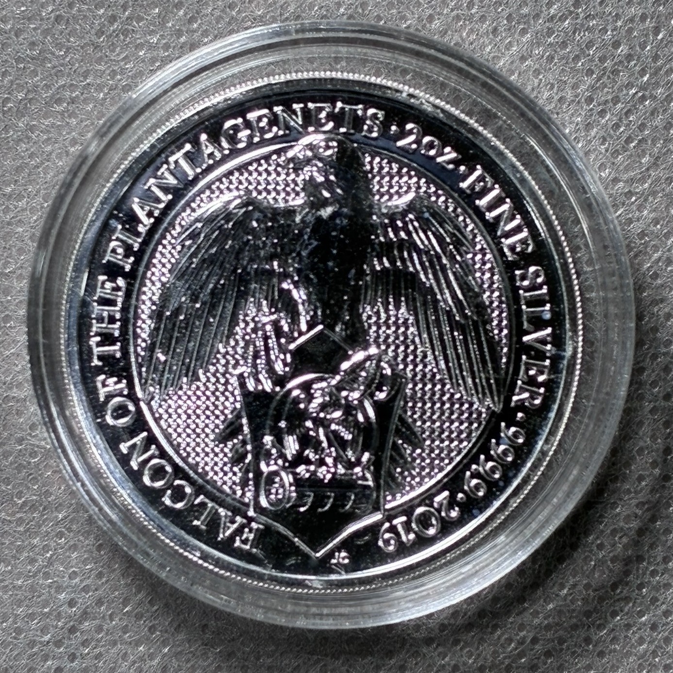 2019 Great Britain Queen\'s Beasts Falcon of Plantagenets, 2 oz Silver £5 BU