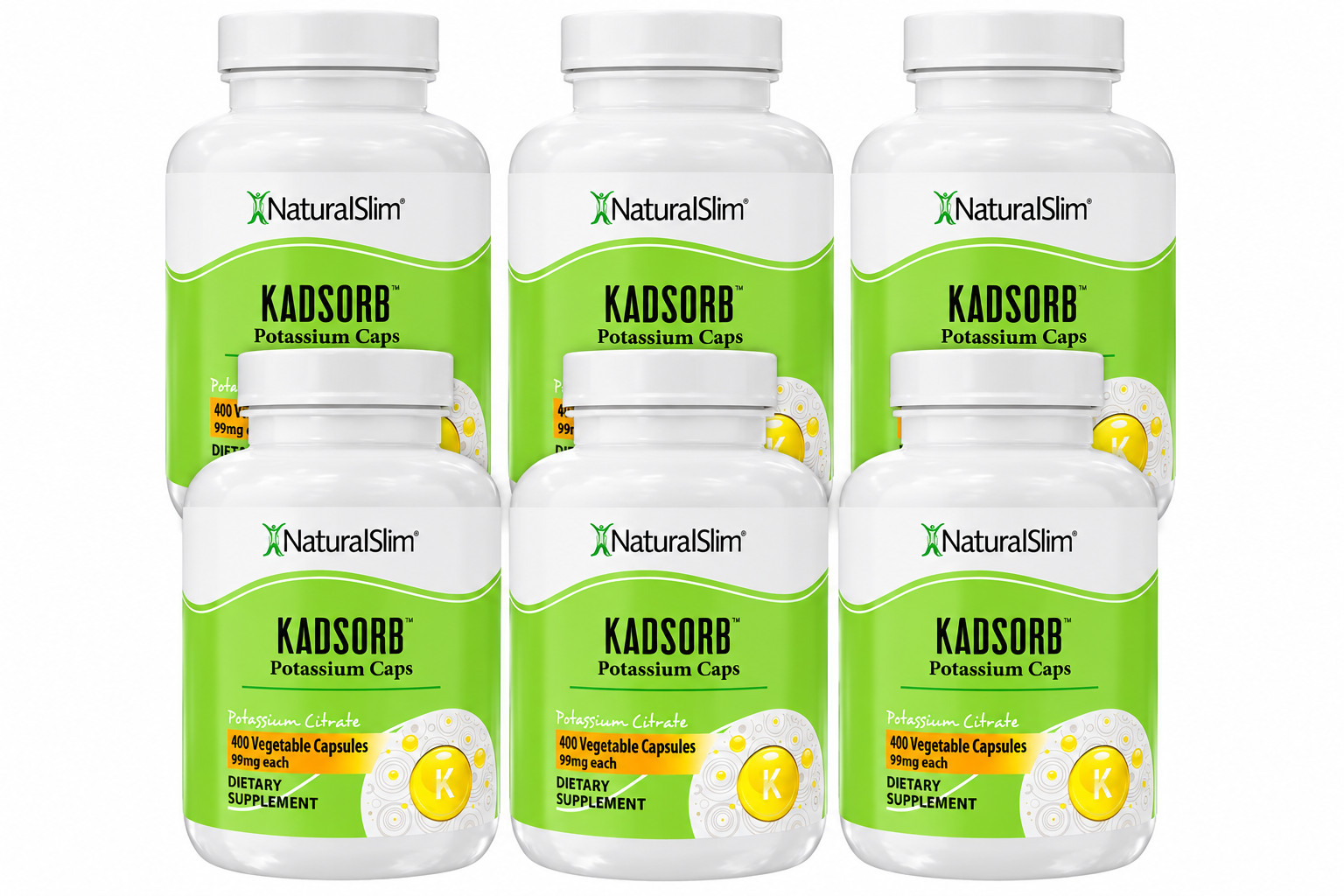 NaturalSlim Kadsorb Potassium Citrate 99 mg 400 Capsules 6 Pack 2400 Capsules