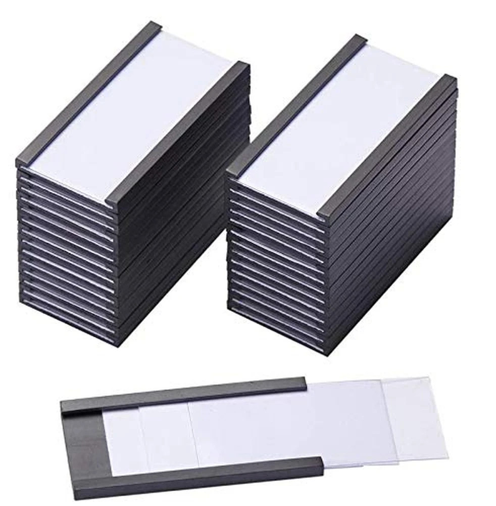 C Channel Magnetic Labels Holders, 30 Pack 1\'\'x2\'\' for Metal Racks | Paper In...