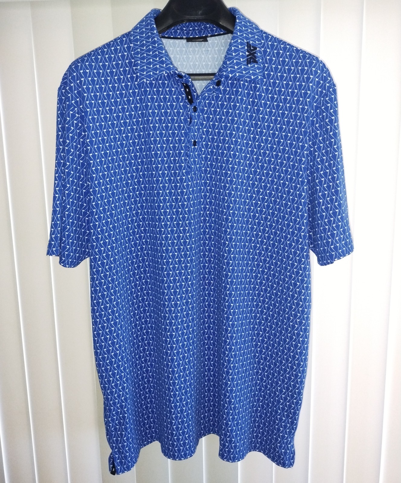 Vtg NWOT PXG PARSONS XTREME GOLF CLUBS SHIRT MEN Size L  WHITE BLUE BLACK  LARGE