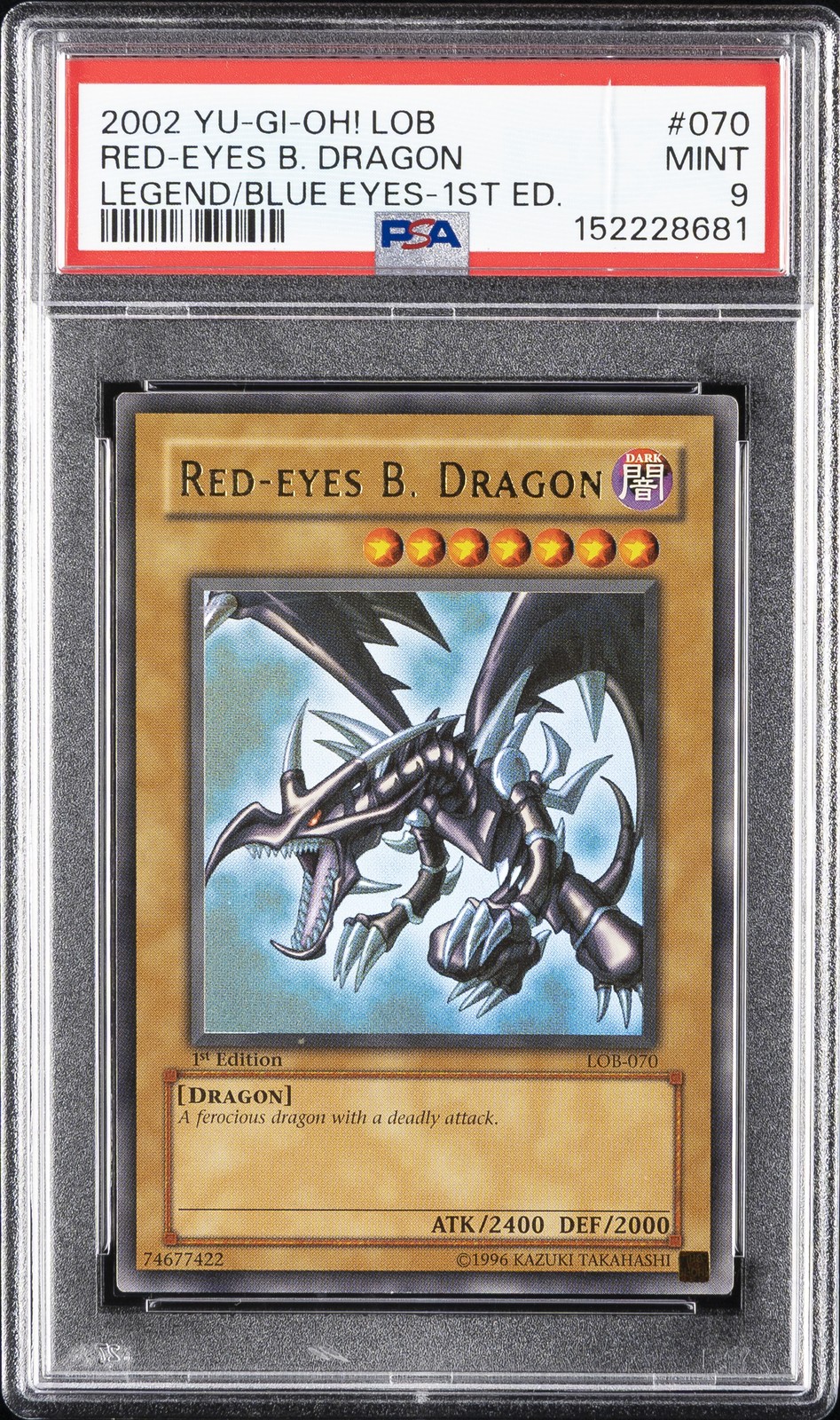 2002 YU-GI-OH LOB-LEGEND OF BLUE EYES WHITE DRAGON RED-EYES B. DRAGON PSA 9