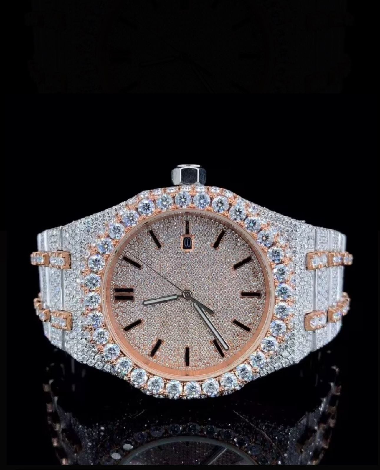 Two-Tone Iced Out Octagon Moissanite Diamond Automatic Watch Two-Tone Iced Out Octagon Moissanite Diamond Automatic Watch