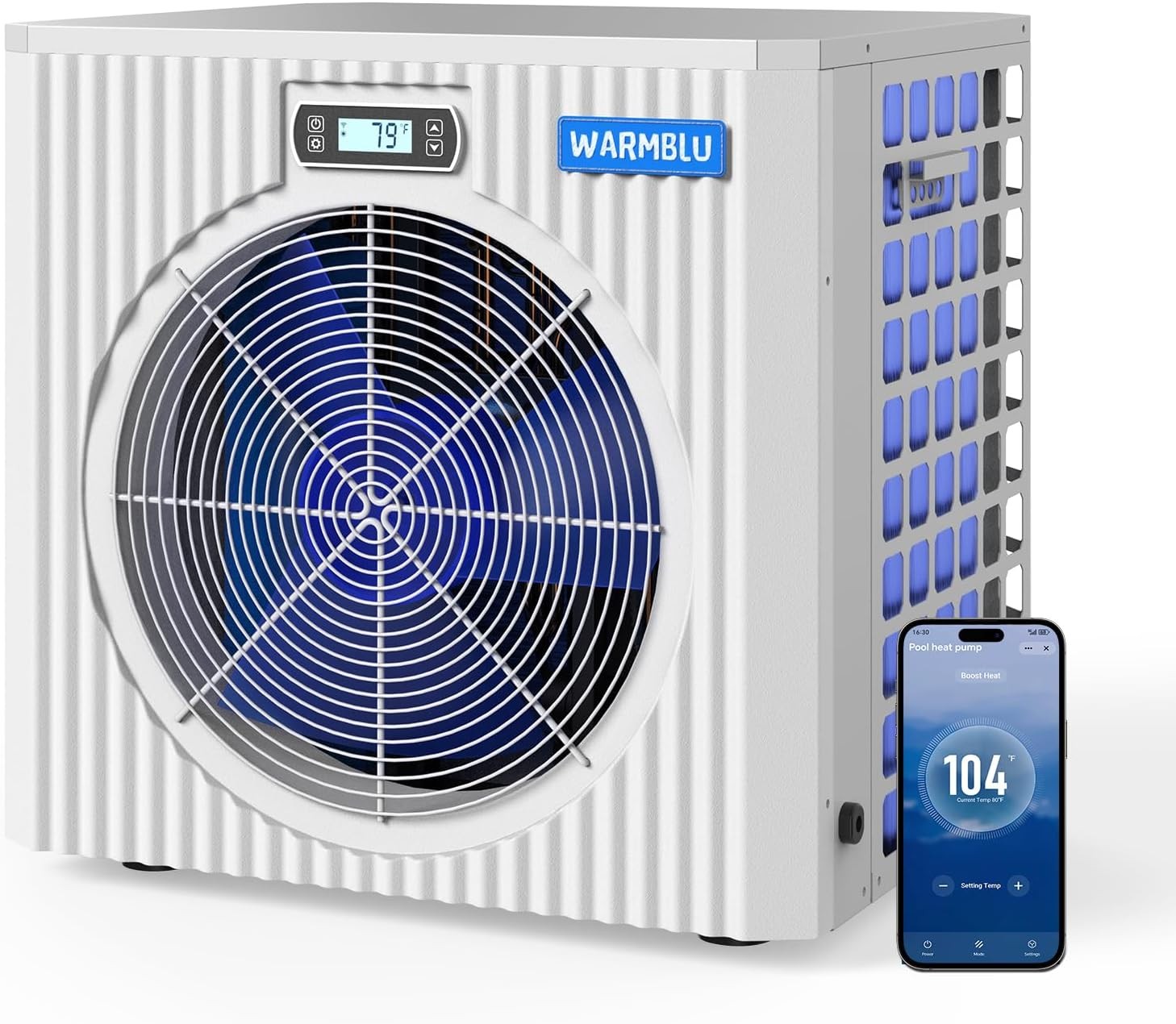 WARMBLU 27000BTU Above Ground Pool Heat Pump 110V Heater