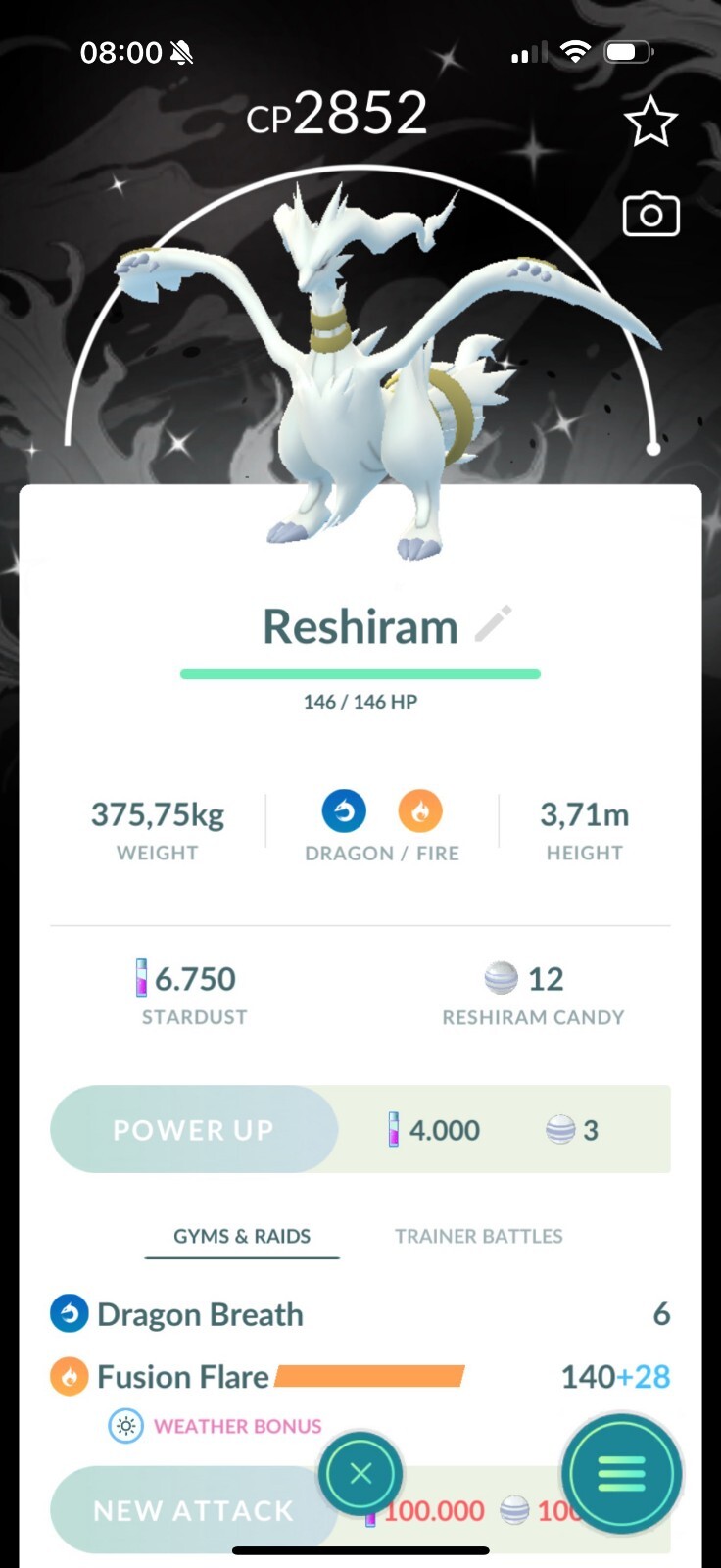Shiny Reshiram black version background - PTCs - Read Description