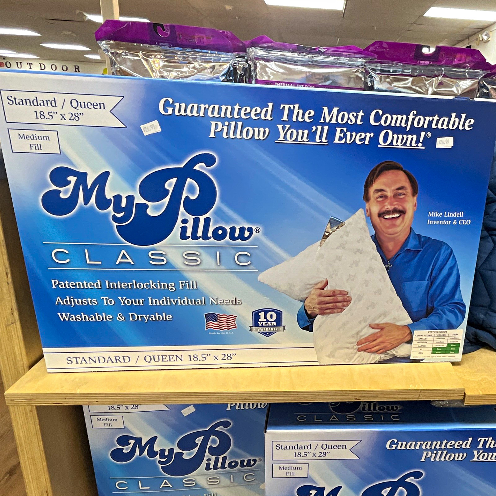 MyPillow Classic Bed Pillow 18.5 x 28 in White Patented Interlocking Fill