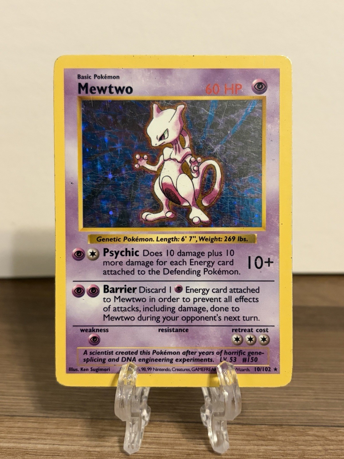 Vintage Mewtwo 010/102 Base Set (Shadowless) Holo Pokemon TCG