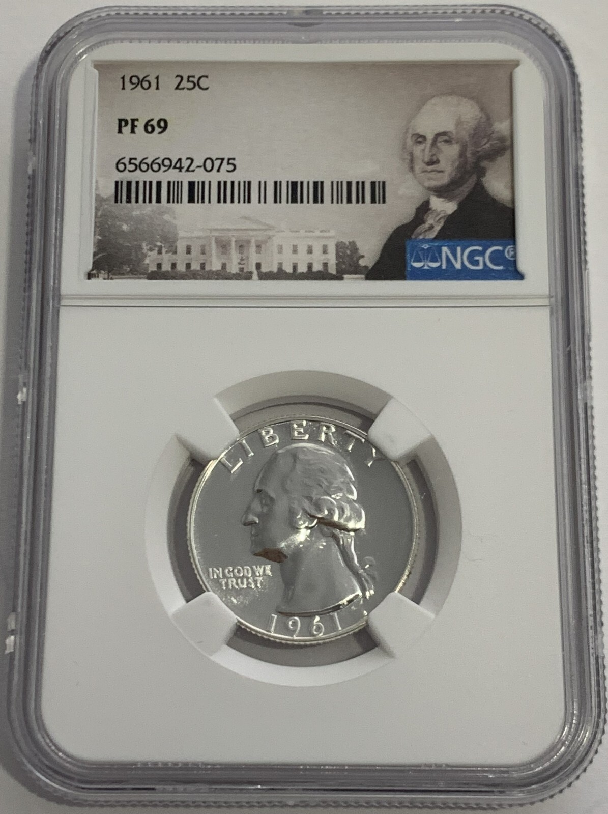1961 NGC PF69 90% Silver Proof Washington Quarter Portrait Lb 1961 NGC PF69 90% Silver Proof Washington Quarter Portrait Lb