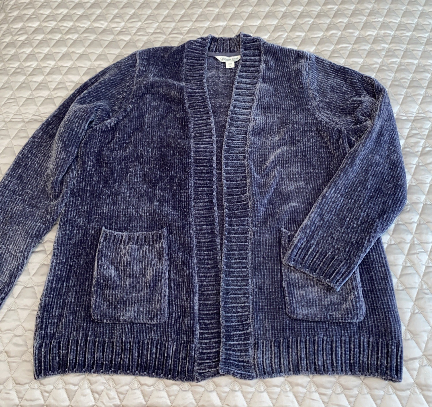 Coldwater Creek Lustre Chenille Cardigan Sweater Purple Lavender Plus Size 1X