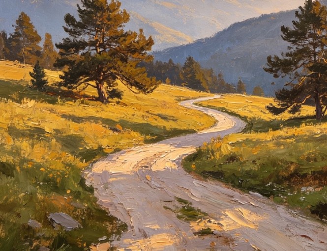 Stunning Oil Painting Handpainted On Canvas Wild Hill Morning Glow 1PC