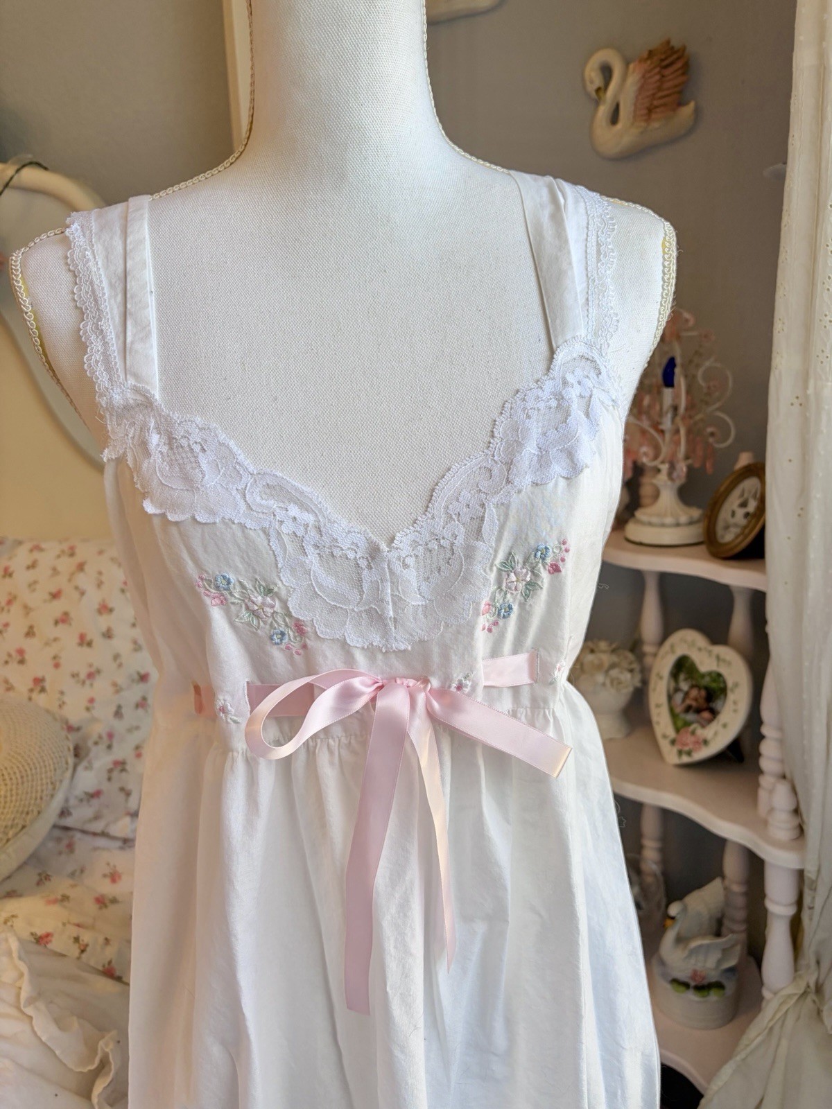 Vtg Barbizon Robe & Lingerie Pink Floral coquette Set M