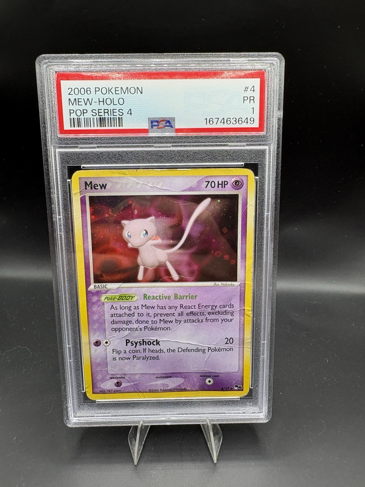 🌀SWIRL🌀 2006 POKEMON POP SERIES 4 #4 MEW-HOLO PSA 1