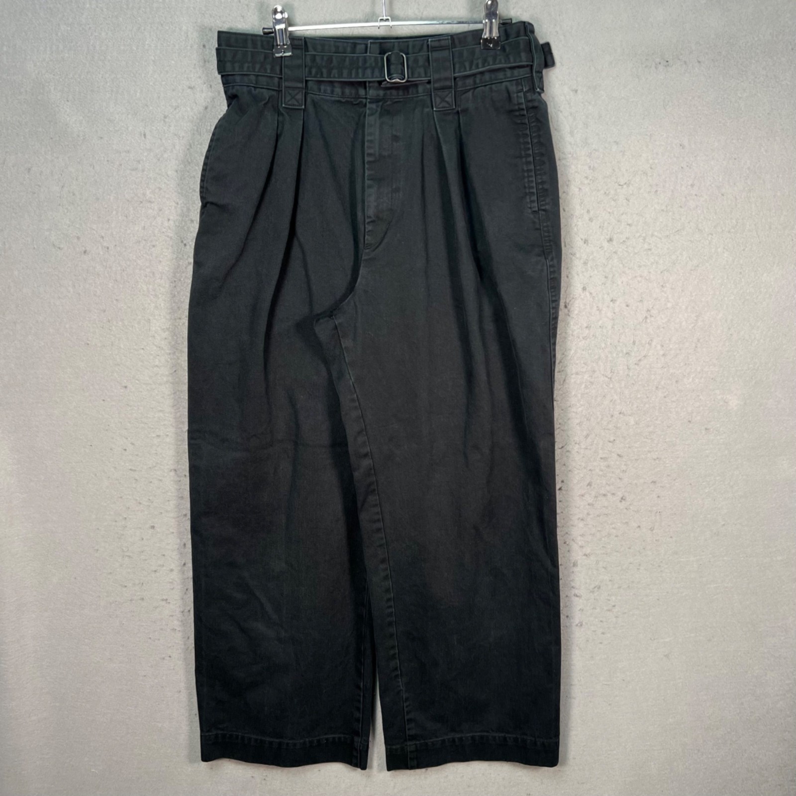 UNIQLO U Womens Size 8 Black High-Waisted Wide-Leg Cotton Pants With Belt