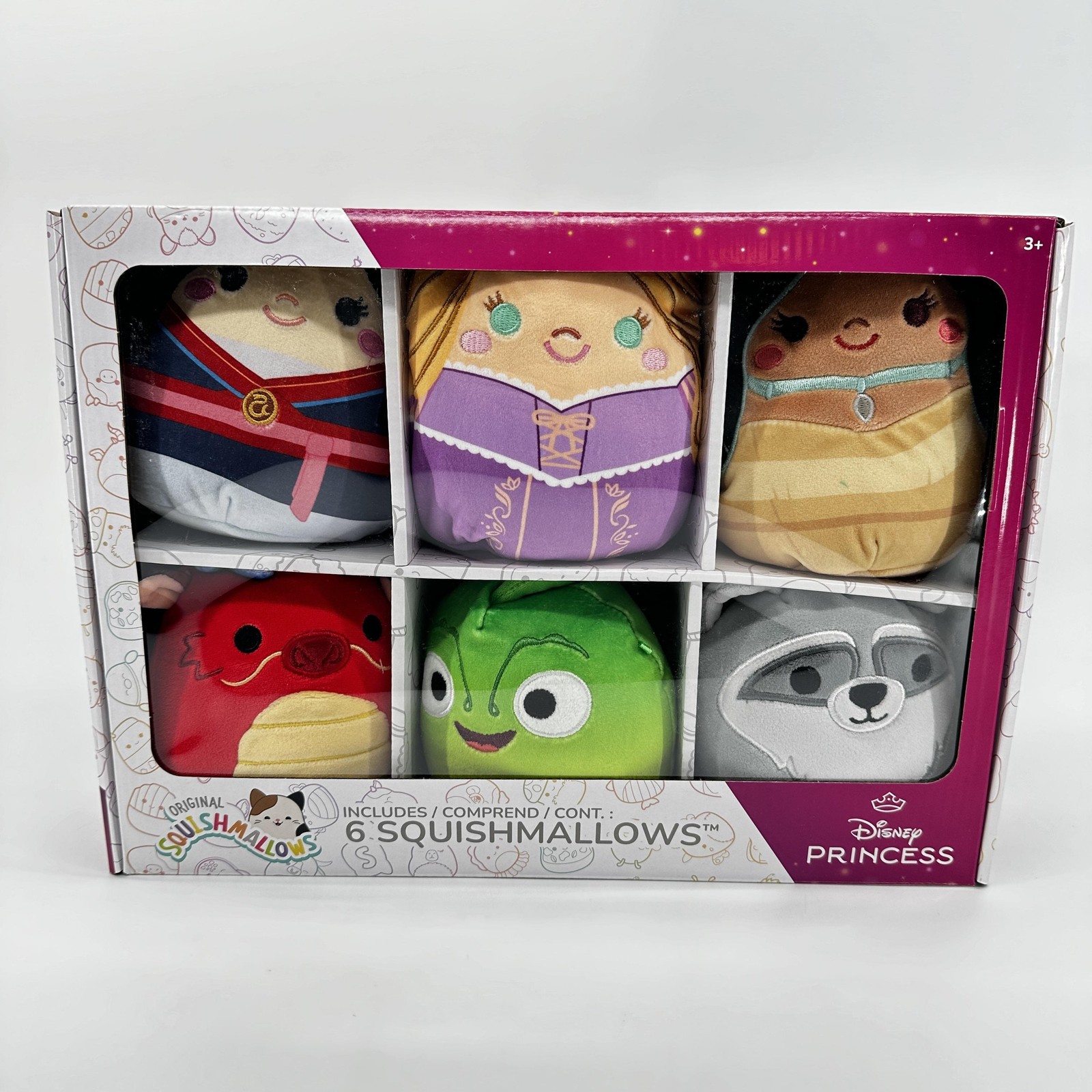 Squishmallows Disney Princess Mulan Rapunzel Pocahontas Mini Plush 6 Pack Set