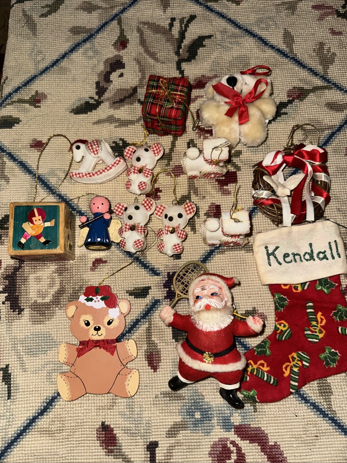Vintage Flocked Christmas Ornament Elephant & Mouse Train & More Made In Japan Vintage Flocked Christmas Ornament Elephant & Mouse Train & More Made In Japan