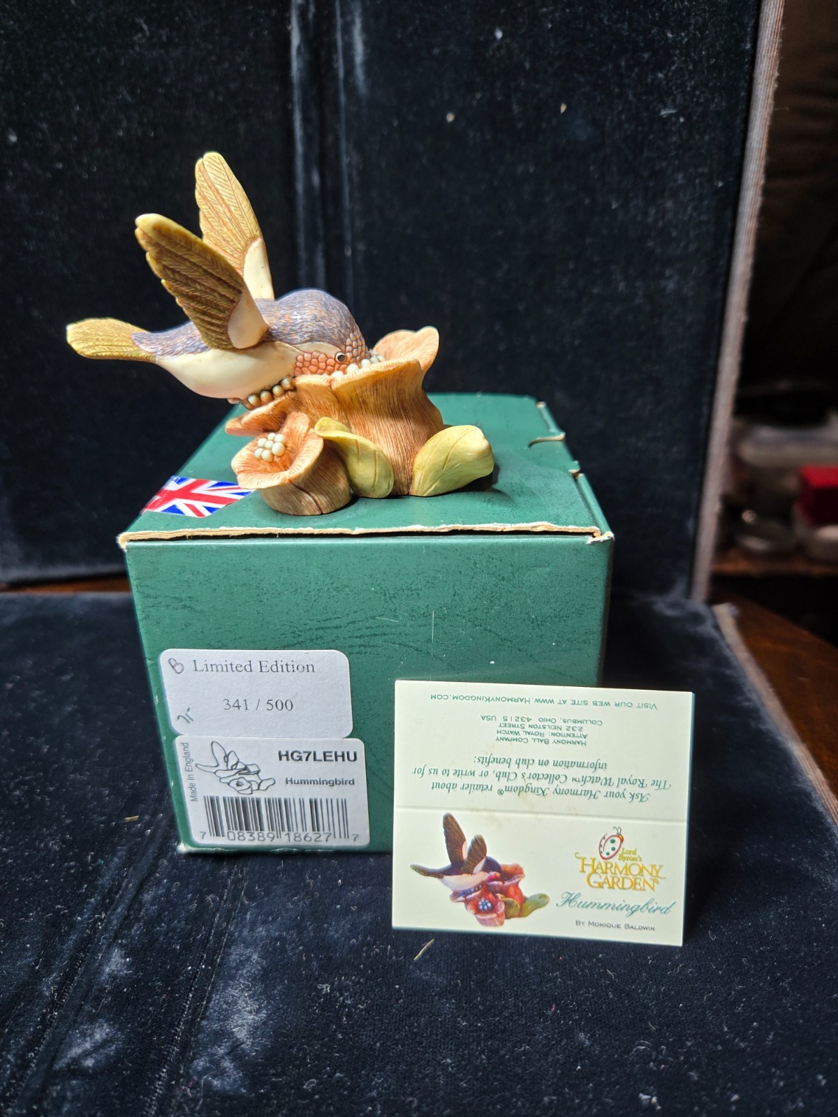 Harmony Kingdom box figurine Sweet Nectar Hummingbird Signed damage