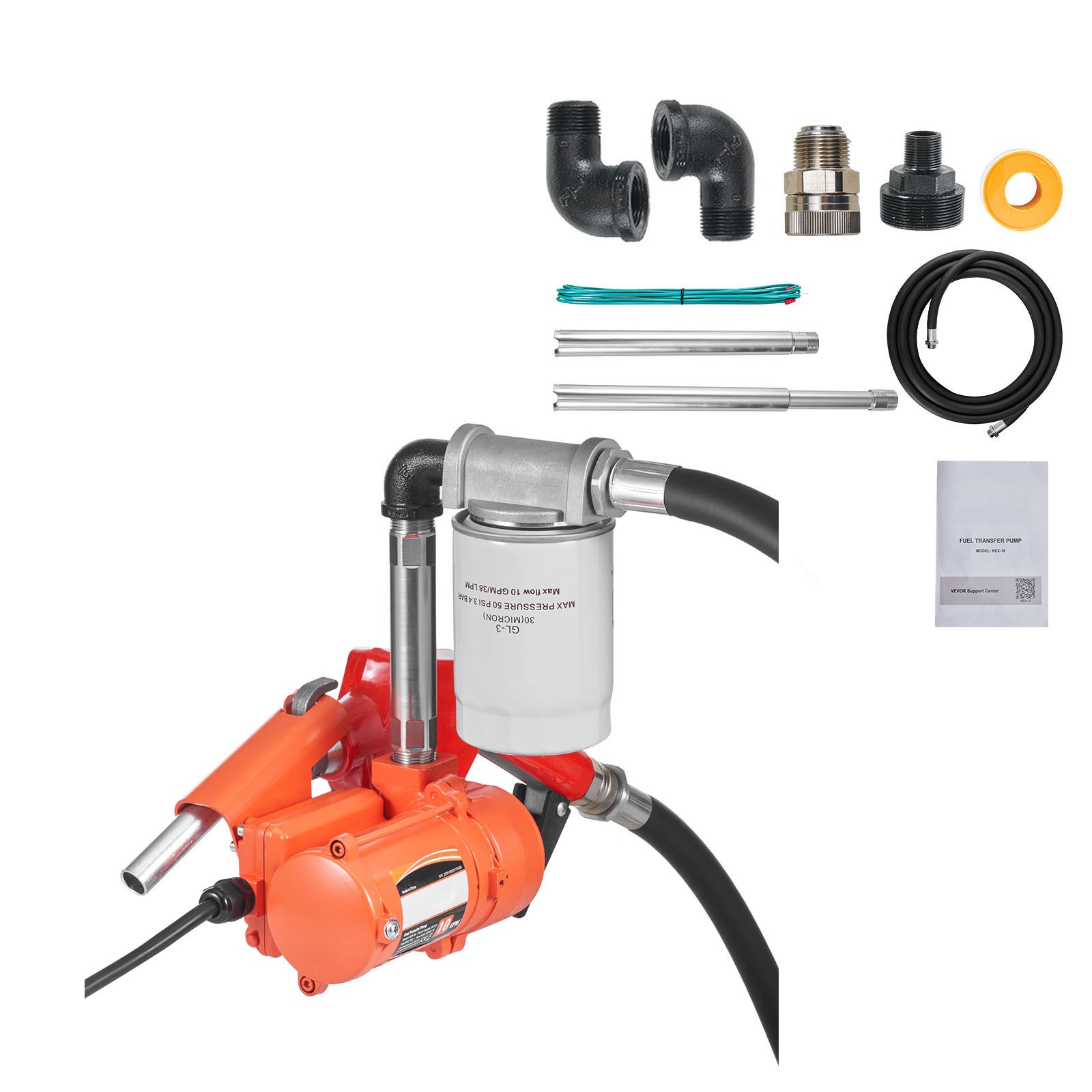 Uimoso 12V DC Fuel Transfer Pump, 10 GPM for Diesel, Kerosene with Auto Nozzle