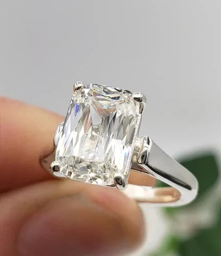 Luxury 5.00 Ct Cushion Lab Grown Diamond Ring in Solid 14K White Gold Engagement