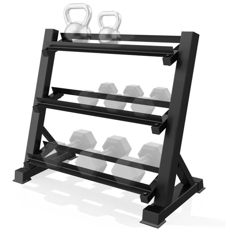 Soporte de 3 Niveles para Mancuernas y Kettlebells, 1100 lb de Capacidad(Solo So