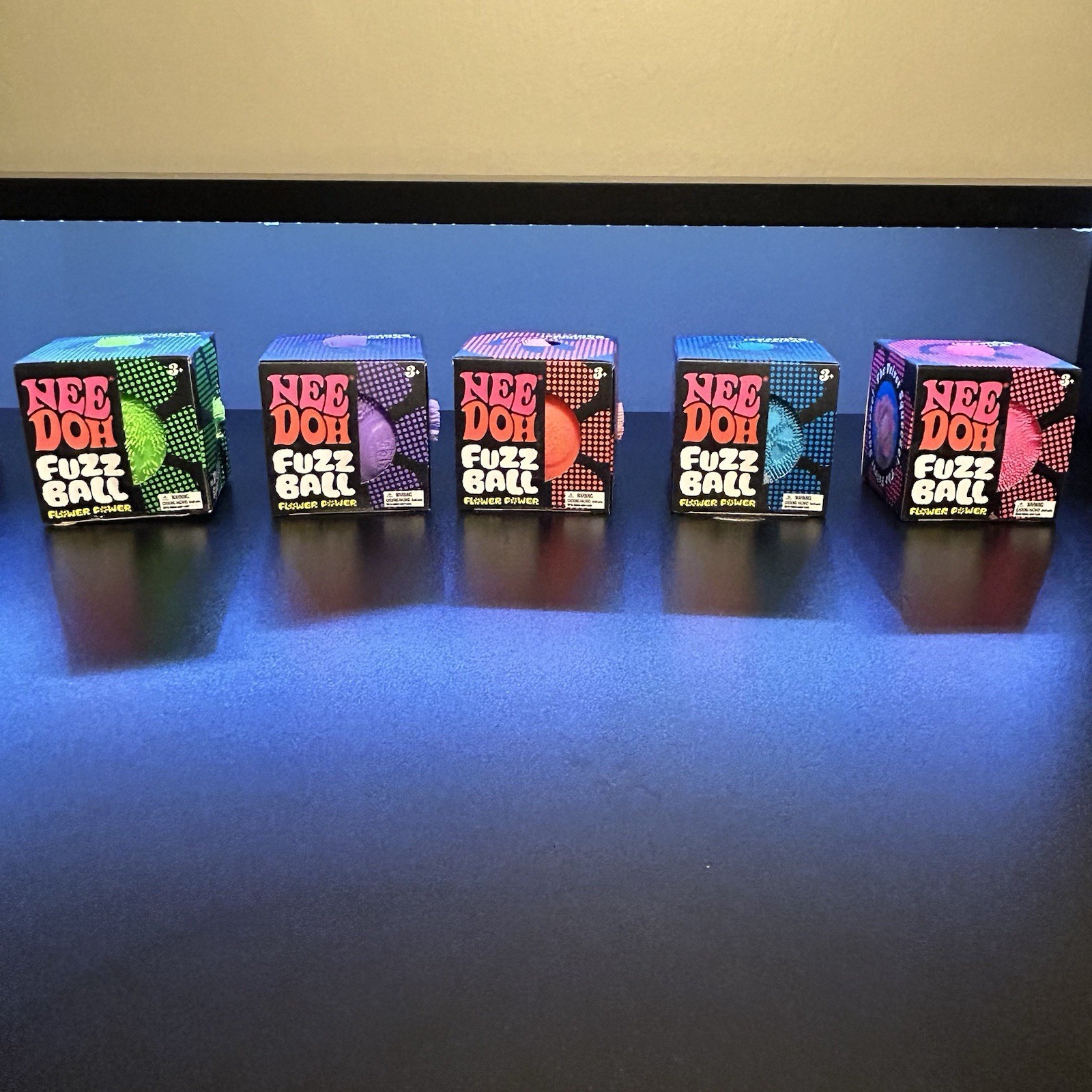 NeeDoh Fuzz Ball Flower Power Set -  5pc Set All Colors Included – New