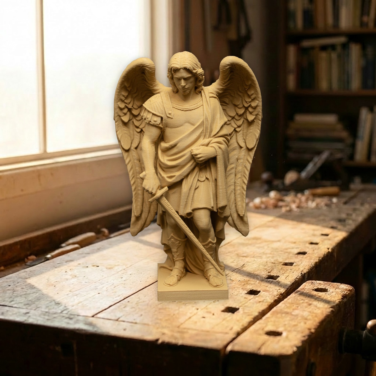 Archangel Michael 6In – Maple Wood Finishing – Christian Gift