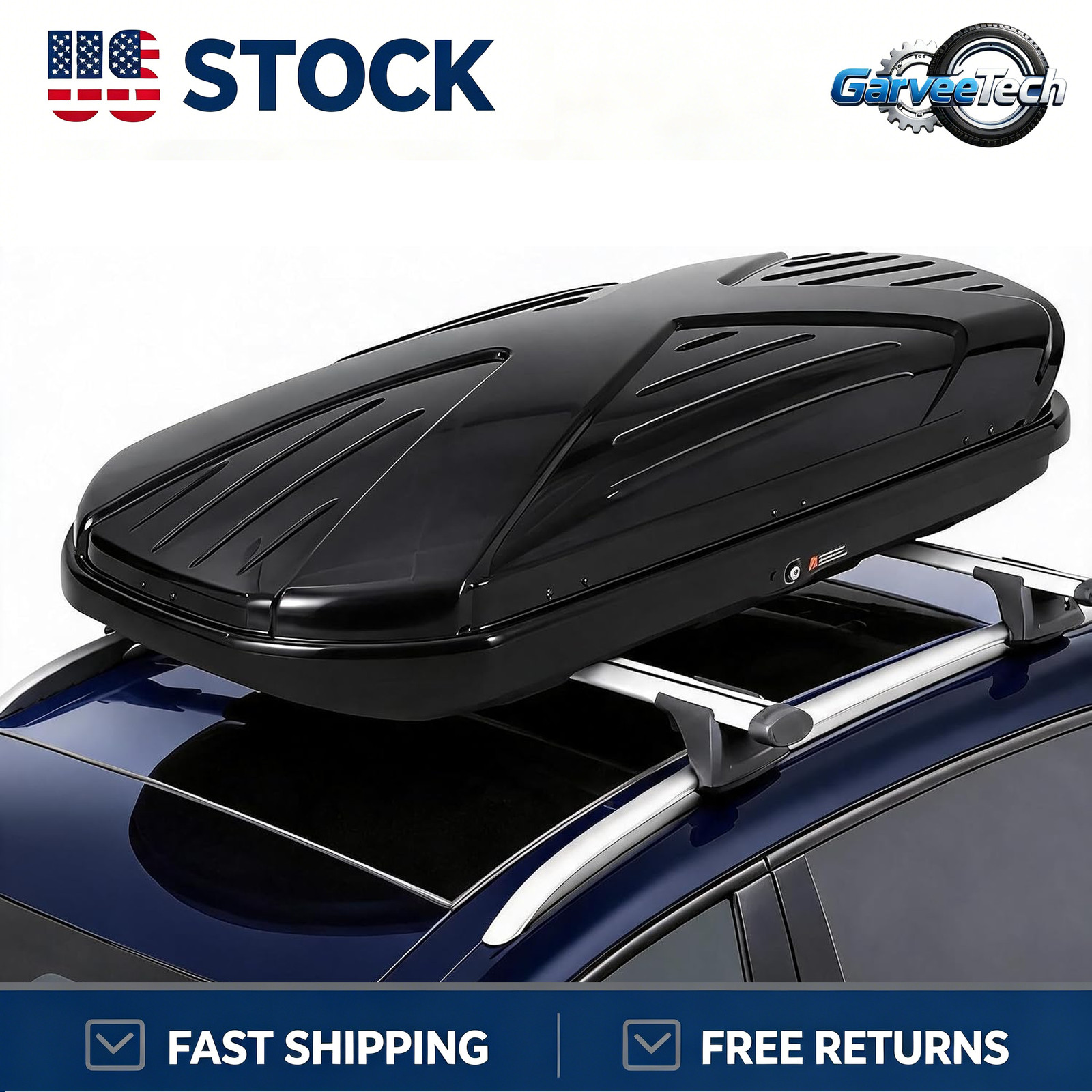 21Cu. Ft. Car SUV Rooftop Cargo Box Hard Shell Luggage Carrier Dual-Side Opening