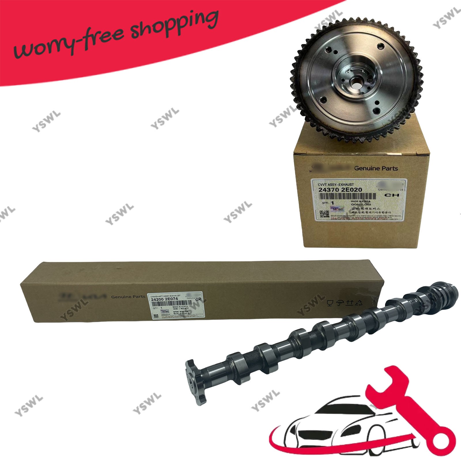 Genuine Exhaust Camshaft & CVVT Gear for 24200-2E074 2017-2025 Hyundai Kia 2.0L