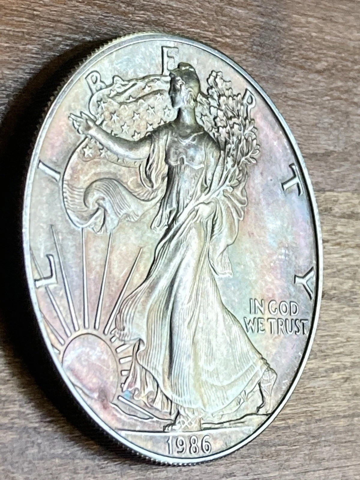 American Silver Eagle 1986 Dark Rainbow