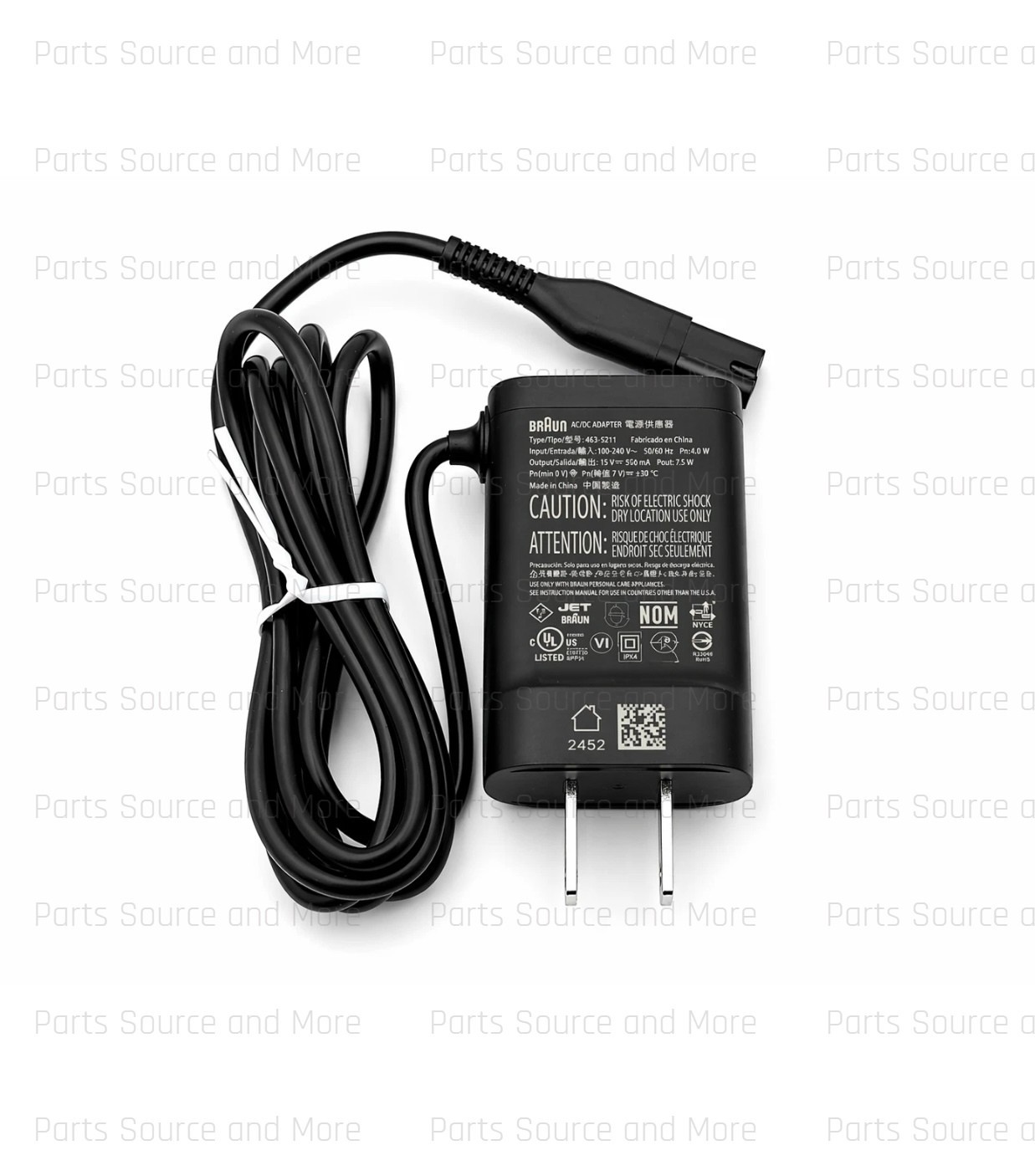 OEM Braun 80761298 Charger Power Adapter Cord 463-5211 MGK BT AIO Beard Trimmer