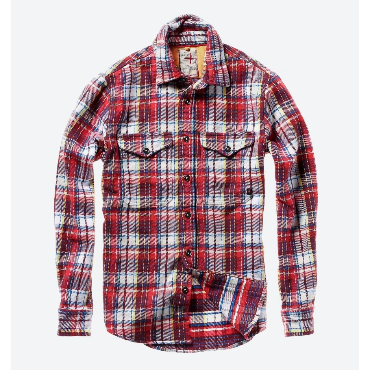 Relwen Brushed Flannel Blanket Shirt Mens 2XL Red Plaid Heavyweight Cotton