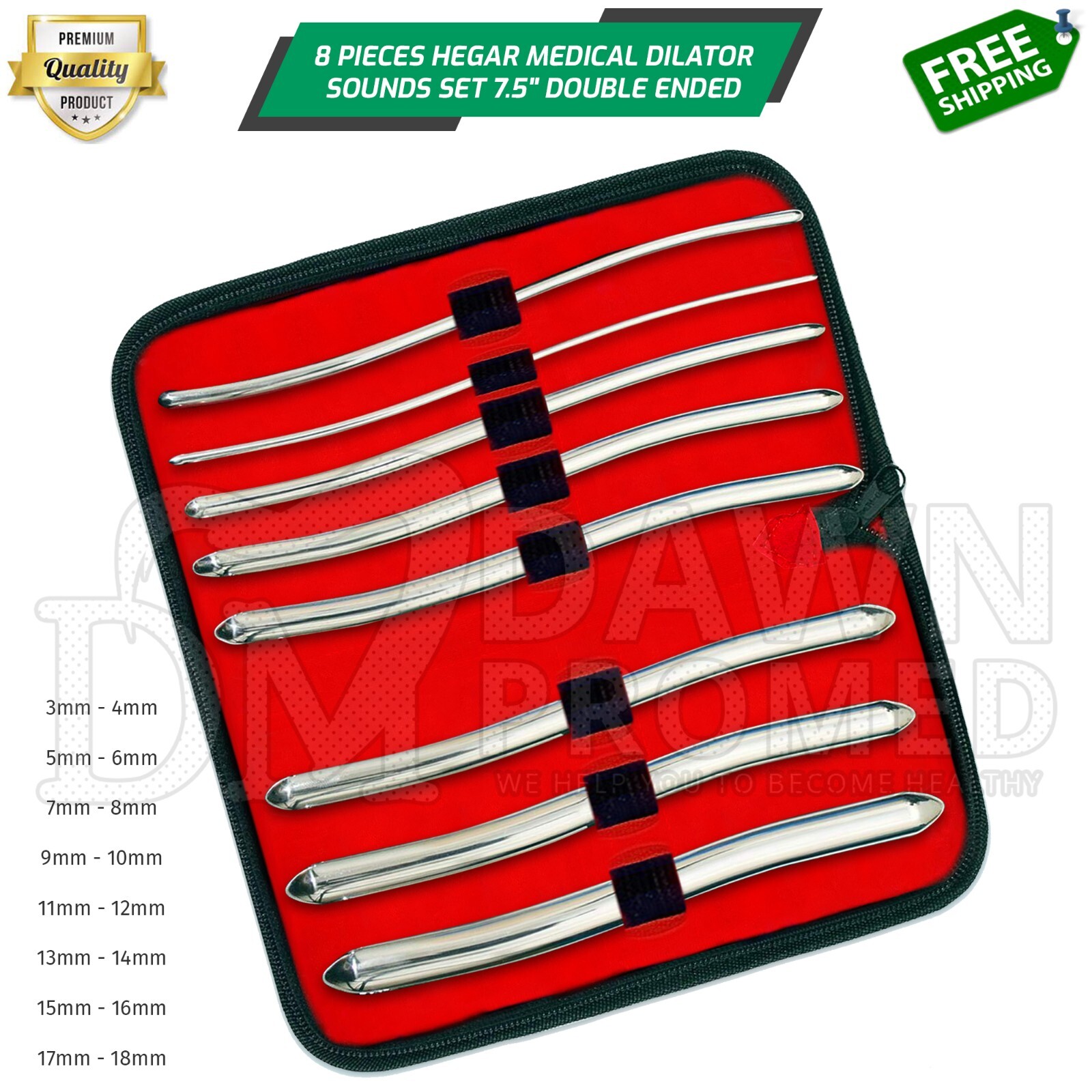 8 Pcs Hegar Dilator Set Uterine Urethral Diagnostic Cervical Sounds German Grade