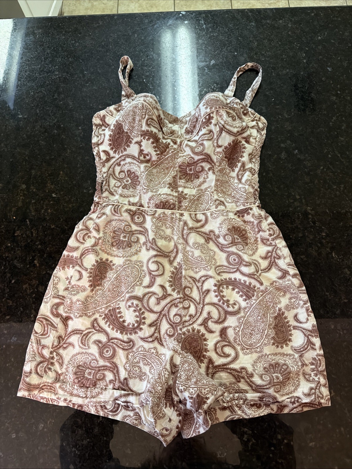 Vintage Cole Of California Romper Sunsuit Playsuit Shorts Boning Paisley Sz Sm Vintage Cole Of California Romper Sunsuit Playsuit Shorts Boning Paisley Sz Sm