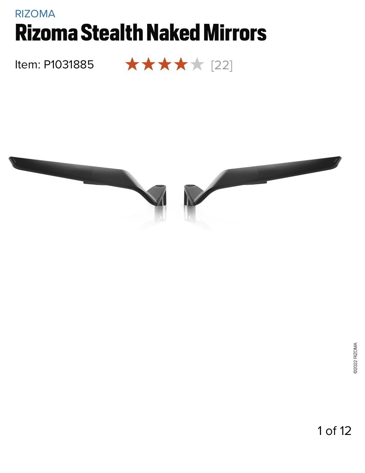 Rizoma Stealth Naked Mirrors With Mounting Hardware